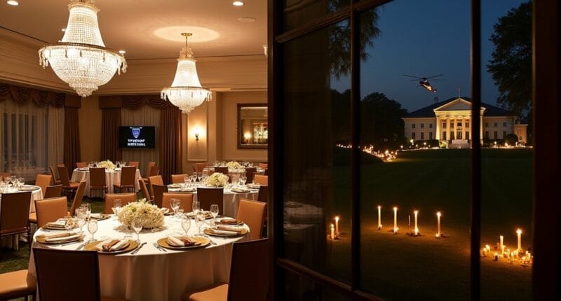 trump dinner crypto protest outside